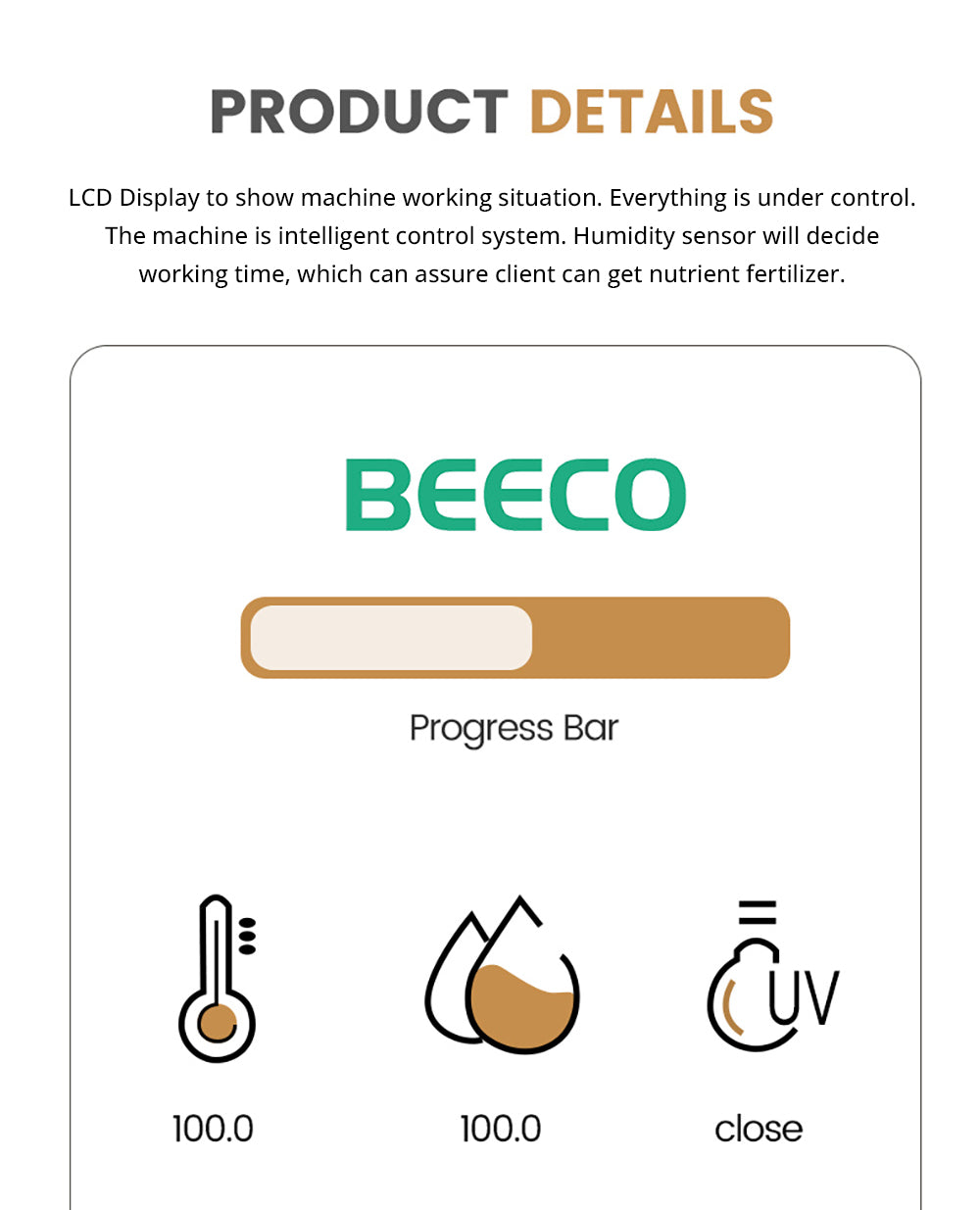 Kuchynský kompostér BEECO HQD-314Pro, kapacita 3,3 l, premieňa odpad na prírodné hnojivo, zabudované UVC svetlo, detský zámok, LCD obrazovka