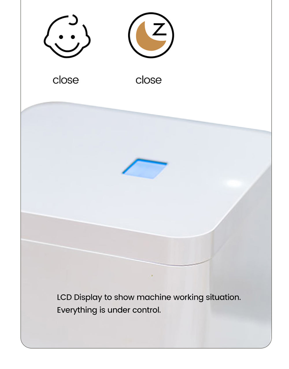 Kuchynský kompostér BEECO HQD-314Pro, kapacita 3,3 l, premieňa odpad na prírodné hnojivo, zabudované UVC svetlo, detský zámok, LCD obrazovka