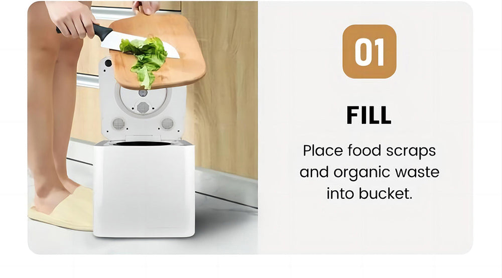 Kuchynský kompostér BEECO HQD-314Pro, kapacita 3,3 l, premieňa odpad na prírodné hnojivo, zabudované UVC svetlo, detský zámok, LCD obrazovka