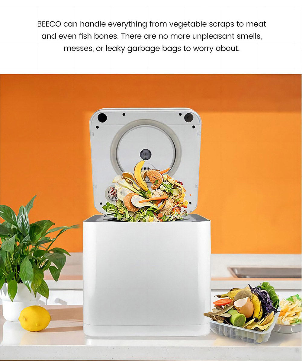 Kuchynský kompostér BEECO HQD-314Pro, kapacita 3,3 l, premieňa odpad na prírodné hnojivo, zabudované UVC svetlo, detský zámok, LCD obrazovka