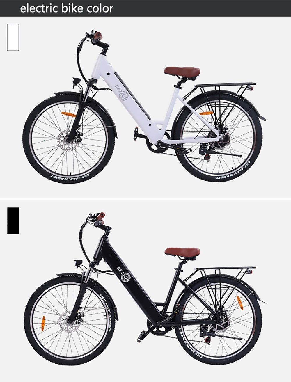 Elektrokol Bezior M3, 48V 500W motor, max. rychlosť 32 km/h, 10,4 Ah batéria, max. dojazd 60 km, 26*2,1'' pneumatiky CST, 7-stupňové prevody Shimano - čierna farba