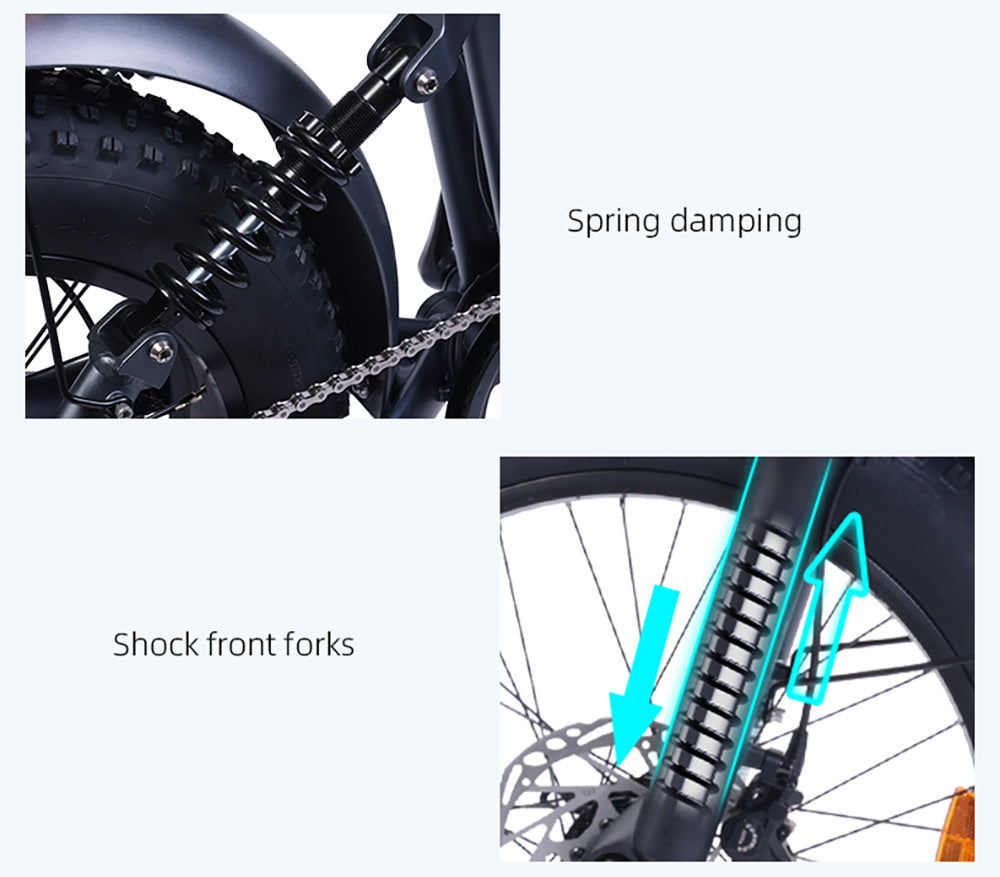 Elektrokolo BEZIOR XF006, motor 1200 W, batéria 48 V 23,2 Ah, pneumatiky 20*4,0 palcov, max. rýchlosť 47 km/h, dojazd 100 km, hydraulické brzdy, pružinové odpruženie, 7-stupňová prevodovka Shimano, LCD displej