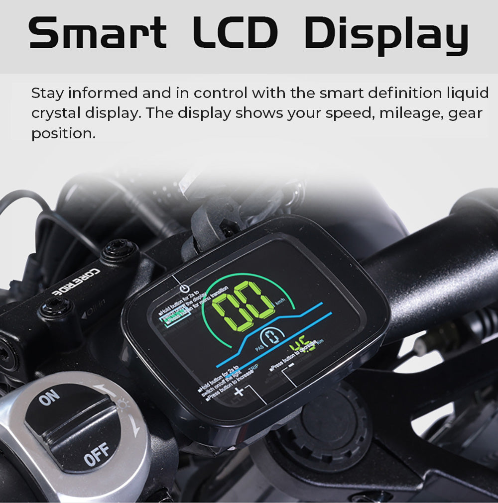 Elektrokolo BEZIOR XF006, 1200W motor, 48V 23,2Ah batéria, 20*4,0 palcové pneumatiky, max. rýchlosť 47 km/h, dojazd 100 km, hydraulické brzdy, pružinové odpruženie, 7-stupňová prevodovka Shimano, LCD displej