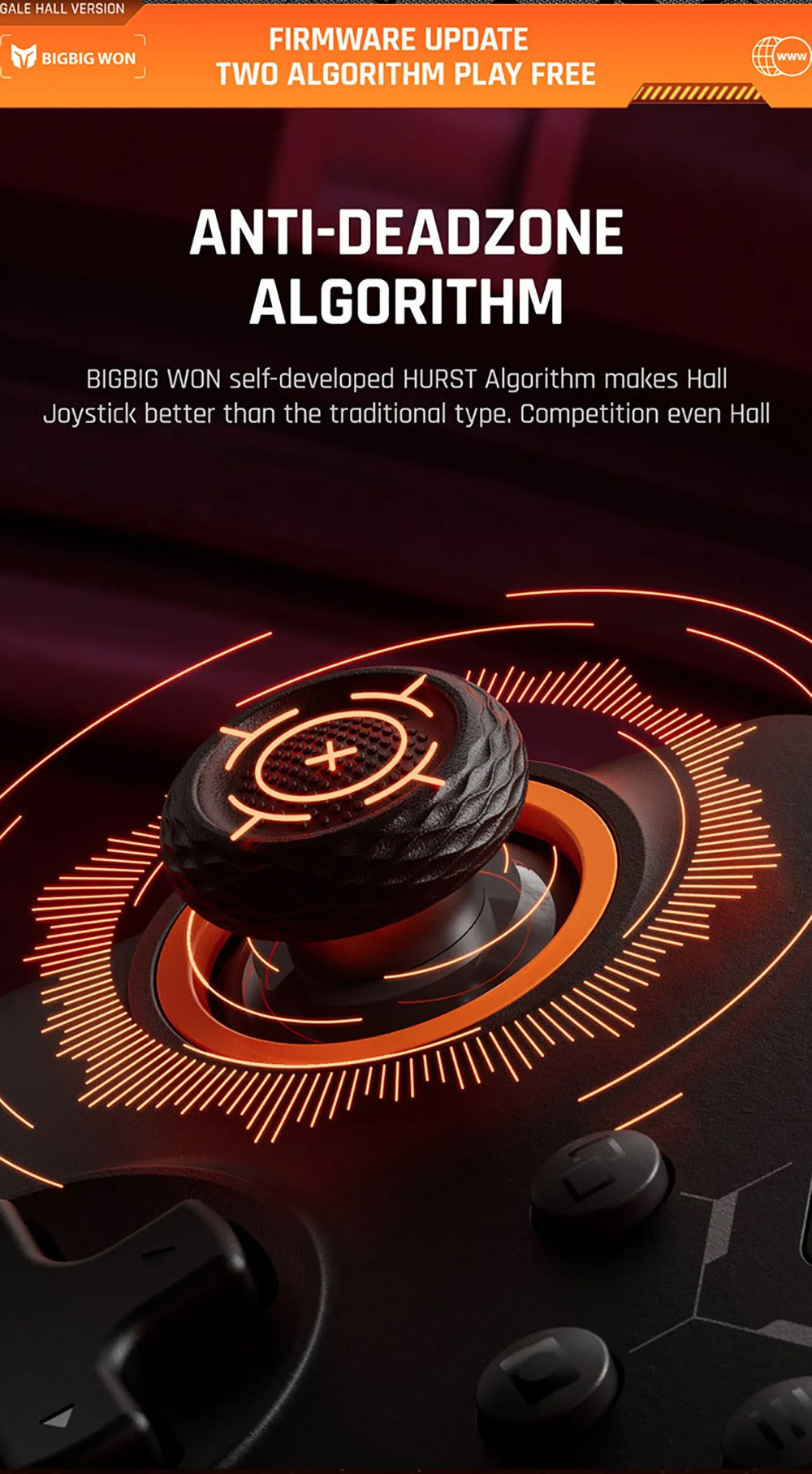Bezdrátový herní ovladač BIGBIG WON GALE HALL, 3 režimy pripojenia, Hallov joystick a spoušť, kompatibilný s Switch / PC / iOS / Android