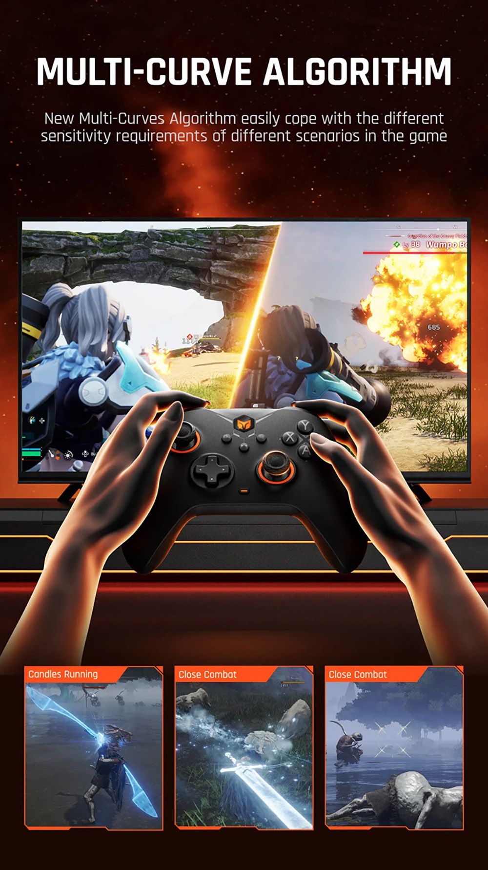 Bezdrátový herní ovladač BIGBIG WON GALE HALL, 3 režimy pripojenia, Hallov joystick a spoušť, kompatibilný s Switch / PC / iOS / Android