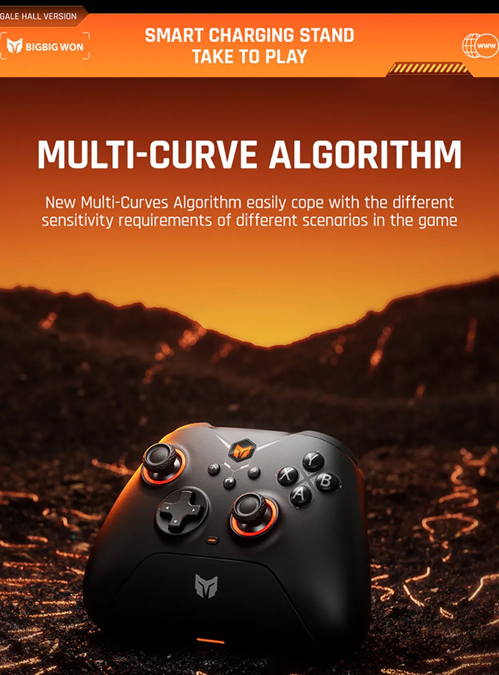 Bezdrátový herní ovladač BIGBIG WON GALE HALL, 3 režimy pripojenia, Hallov joystick a spoušť, kompatibilný s Switch / PC / iOS / Android