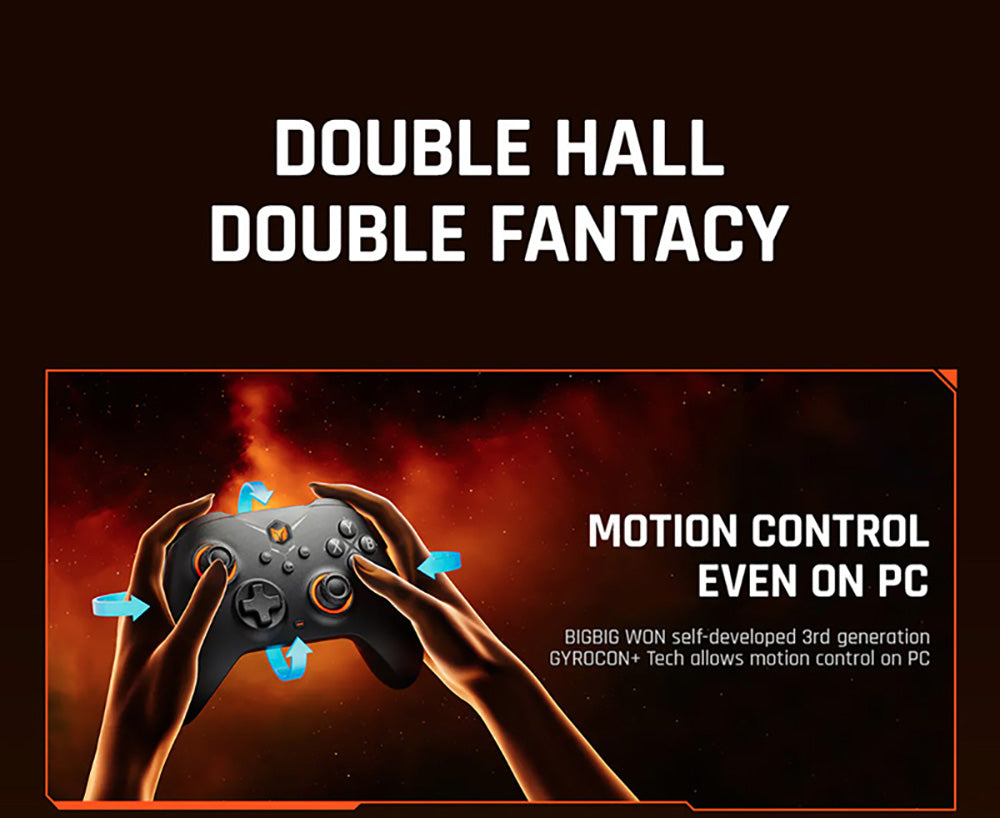 Bezdrátový herní ovladač BIGBIG WON GALE HALL, 3 režimy pripojenia, Hallov joystick a spoušť, kompatibilný s Switch / PC / iOS / Android