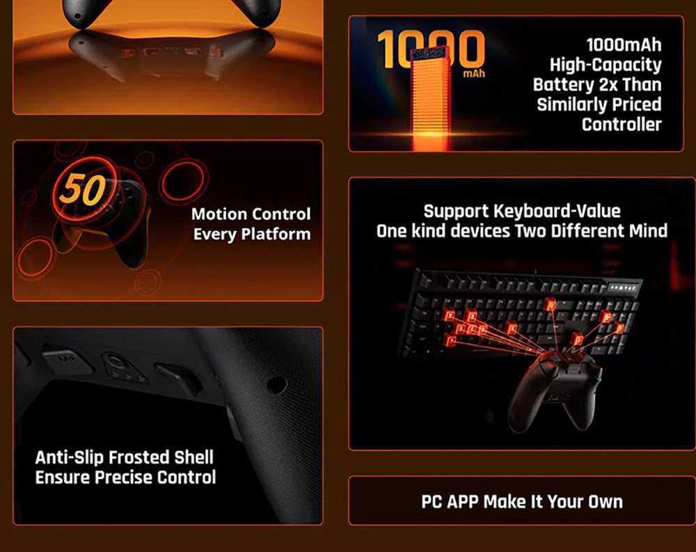 Bezdrátový herní ovladač BIGBIG WON GALE HALL, 3 režimy pripojenia, Hallov joystick a spoušť, kompatibilný s Switch / PC / iOS / Android