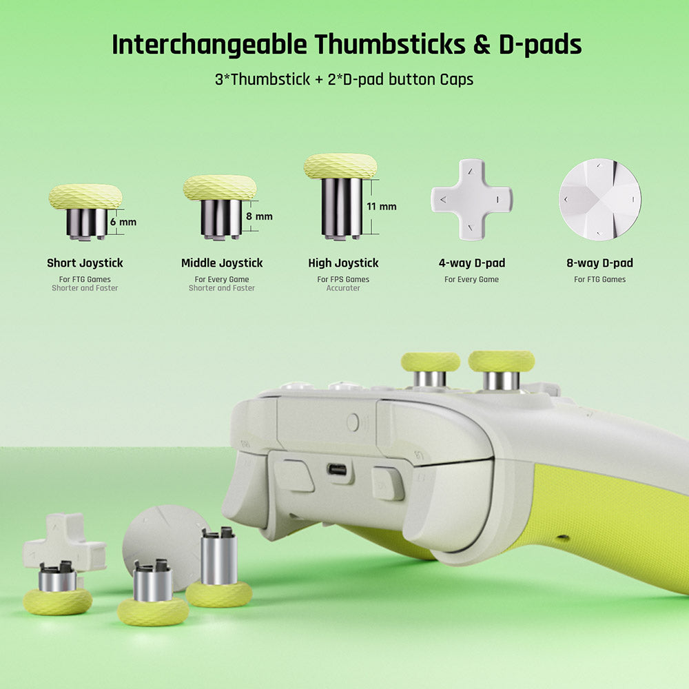 BIGBIG WON Rainbow 2 SE herný ovládač, spúšť s Hallovým efektom, 12-bitový ADC, 4- a 8-smérové D-pady, kompatibilný so Switch / PC / Android / iOS - zelená