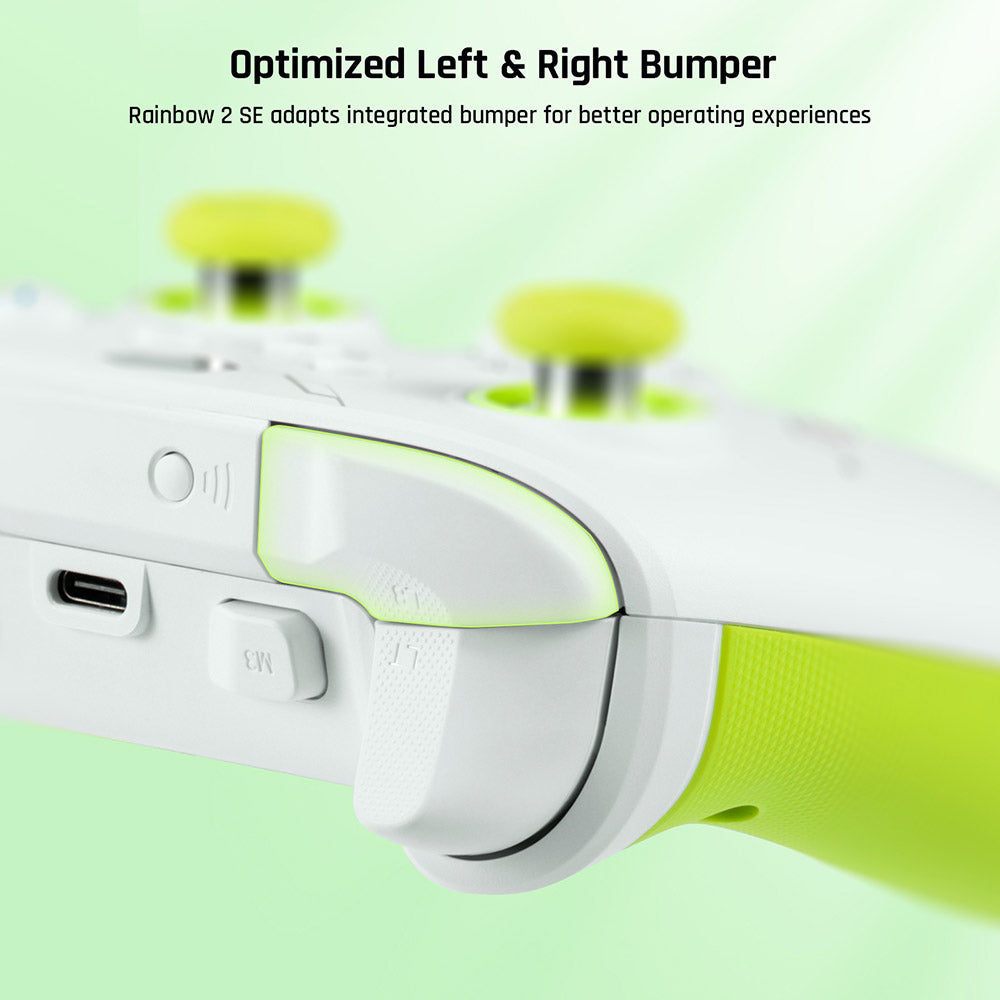 BIGBIG WON Rainbow 2 SE herný ovládač, spúšť s Hallovým efektom, 12-bitový ADC, 4- a 8-smérové D-pady, kompatibilný so Switch / PC / Android / iOS - zelená