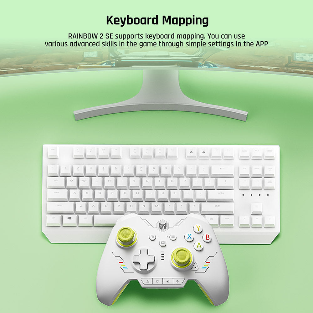 BIGBIG WON Rainbow 2 SE herný ovládač, Hallov efektový spúšťací spínač, 12-bitový ADC, 4- a 8-smérové D-pady, kompatibilný so Switch / PC / Android / iOS - zelená