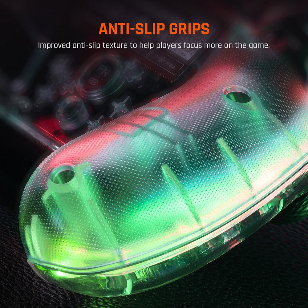 BIGBIG WON Rainbow Lite Wired Game Controller, RGB podsvietenie, prispôsobiteľné tlačidlá, kompatibilný s konzolou Switch / PC s operačným systémom Windows 10 a 11