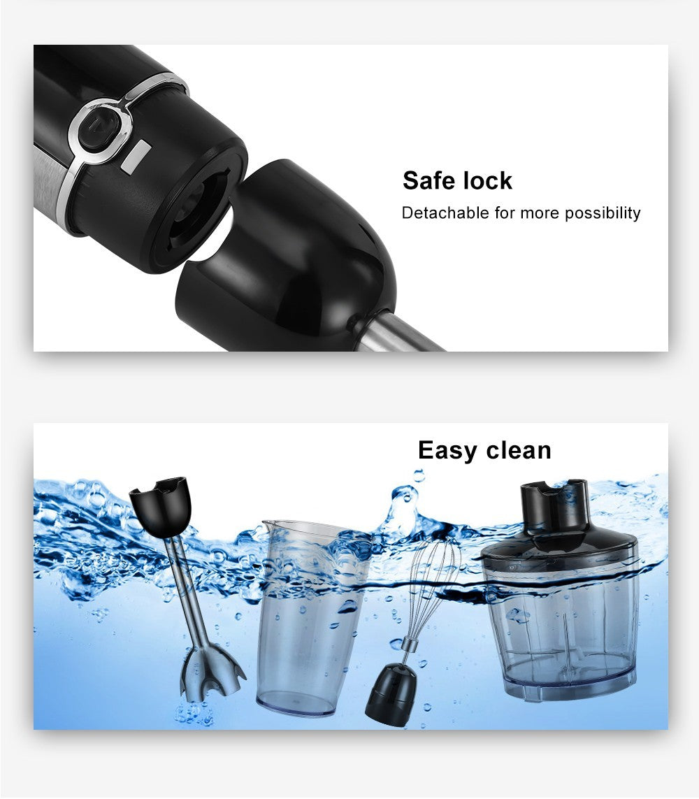 Ručný mixér BioloMix BHB1200 4 v 1 s výkonom 1200 W, 6-stupňové ovládanie, nerezový nôž, 500ml nádoba na krájanie, 600ml pohár na smoothie