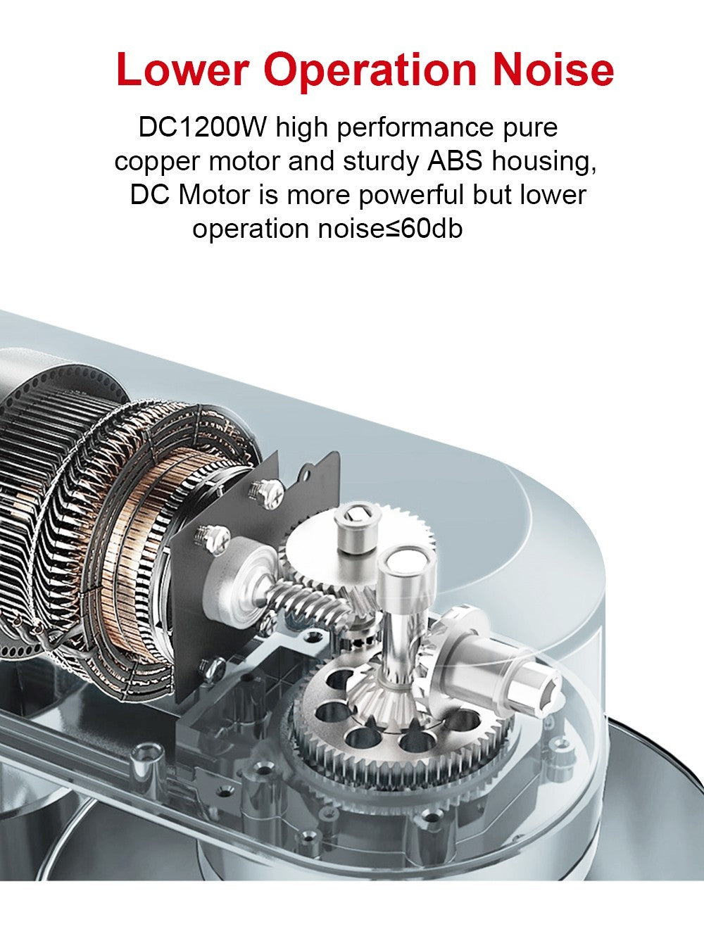 Kuchynský stojanový mixér BioloMix BM601 1200W, šľahač na vajíčka a smotanu, hniťadlo na cesto, kapacita 6L, nerezová misa, 6 rýchlostí, LED displej - šedá