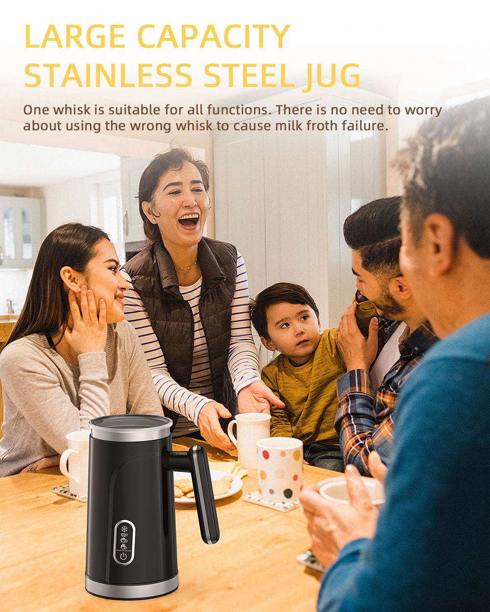 BioloMix BMF101 4v1 elektrický ohrievač a penyovač mlieka, automatické ohrievanie a chladenie, na latte, penyovač, horúcu čokoládu, cappuccino - čierna