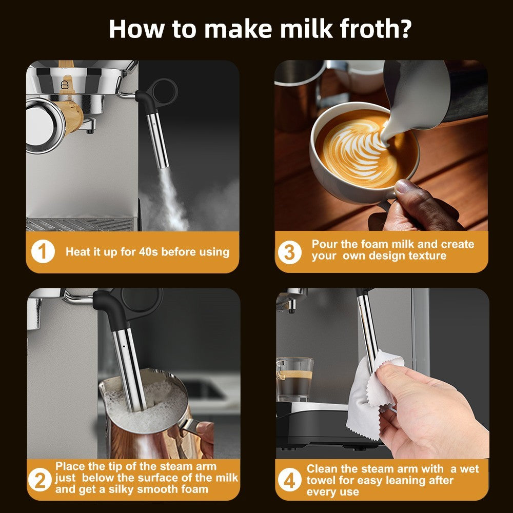 Poloprofesionálny espresso kávovar BioloMix CM7008 s parným peničom na mlieko, tlak 20 barov, nádrž na vodu 1,1 l, na jednu/dve šálky