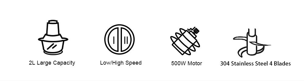 Elektrický mlynček na mäso BioloMix CP615, 2 rýchlosti (nízka/vysoká), 500W motor, 2L kapacita