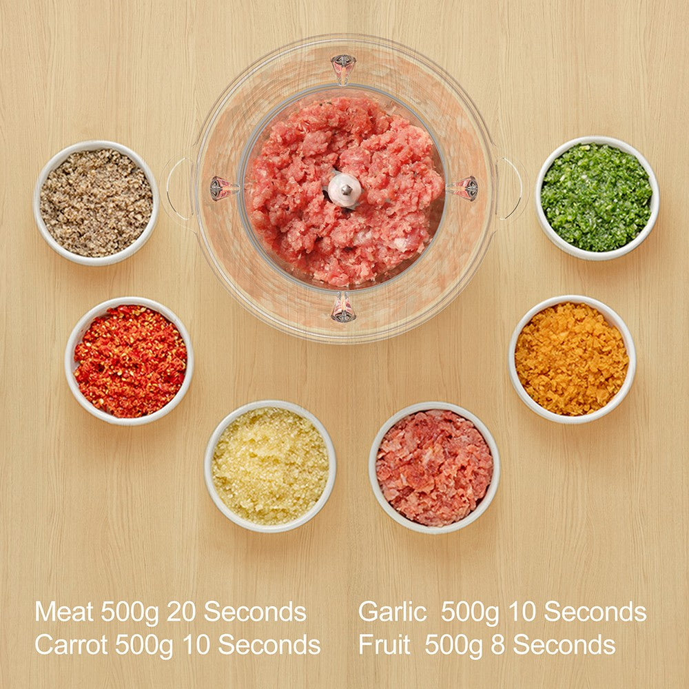 Elektrický mlynček na mäso BioloMix P6001 500W, 1,8L sklenená misa, kuchynský robot, drvič, dve rýchlosti, na zeleninu, cibuľu, cesnak