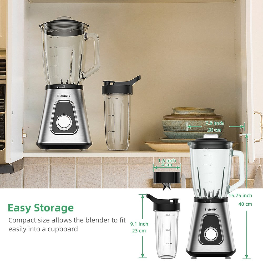 BioloMix SF701 1300W smoothie mixér s 1,5l sklenenou nádobou, 2 režimy otáčok, pulzná funkcia