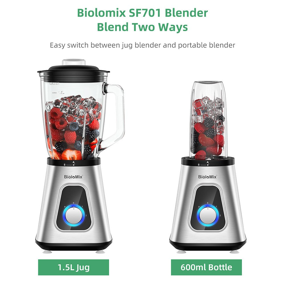 BioloMix SF701 1300W smoothie mixér s 1,5l sklenicou, 2 režimy otáčok, pulzná funkcia