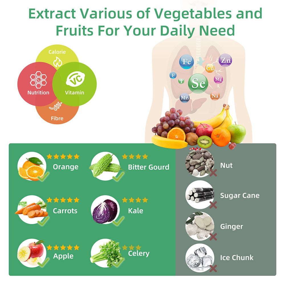 Lis na šťavy BioloMix Cold Press, s 78mm/3.07in nálevovým otvormi, 200W 40-65 ot./min výkonným motorom, tichá pomalá lisovacia šťavovarná mašinka