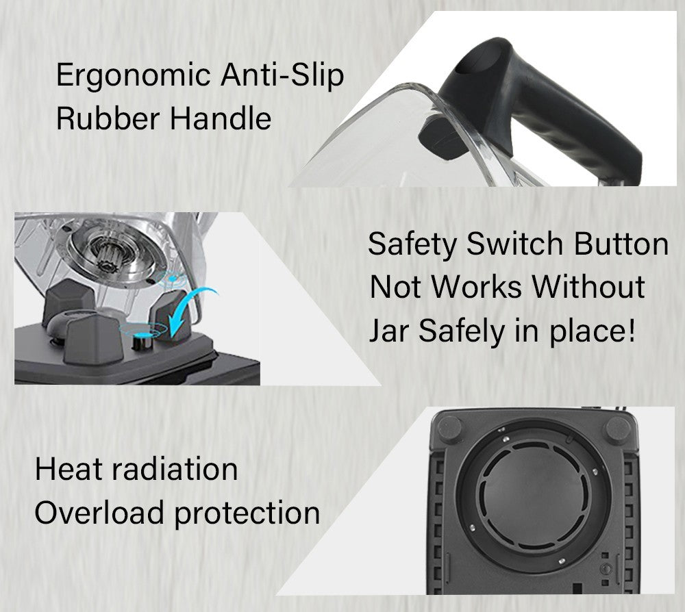 Mixér BioloMix T5200 3HP 2200W s časovačom, mixér na ovocie a jedlo, odšťavňovač, kapacita 2L, bez BPA.