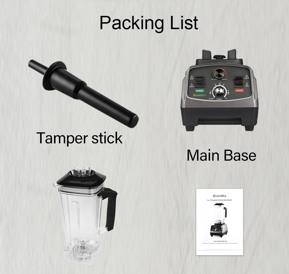 Mixér BioloMix T5200 3HP 2200W s časovačom, mixér na ovocie a jedlo, odšťavňovač, kapacita 2L, bez BPA.