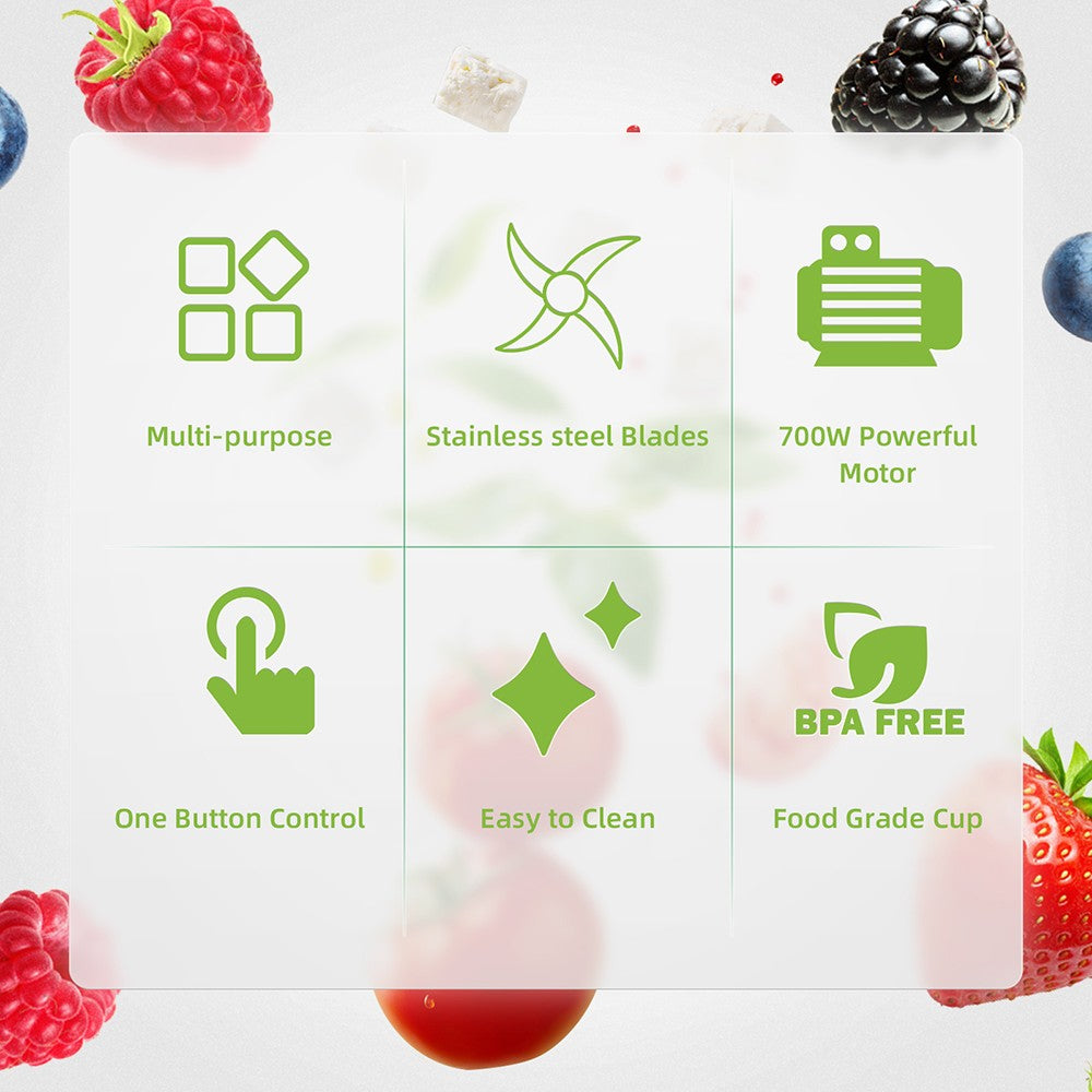 Multifunkčný kuchynský robot BioloMix TB23M 3 v 1, 700W prenosný odšťavňovač, osobný mixér, mlynček na mäso, mlynček na kávu a korenie, sekáček na mäso, mixér na smoothie a ovocie.