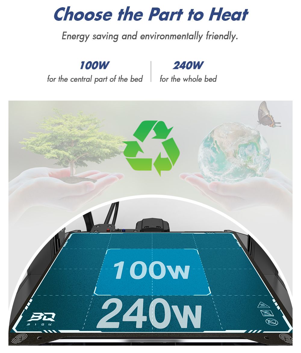 3D tlačiareň BIQU Hurakan, firmware Klipper, automatické vyrovnanie, zabudovaná mikro sonda, rozdelená vyhrievacia plocha, tichý tlač, senzor nedostatku filamentu, ovládanie cez WiFi, 220x220x270mm