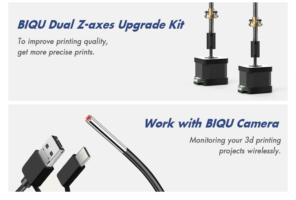 3D tlačiareň BIQU Hurakan, firmware Klipper, automatické vyrovnanie, zabudovaná mikro sonda, rozdelená vyhrievacia plocha, tichý tlač, senzor nedostatku filamentu, ovládanie cez WiFi, 220x220x270mm