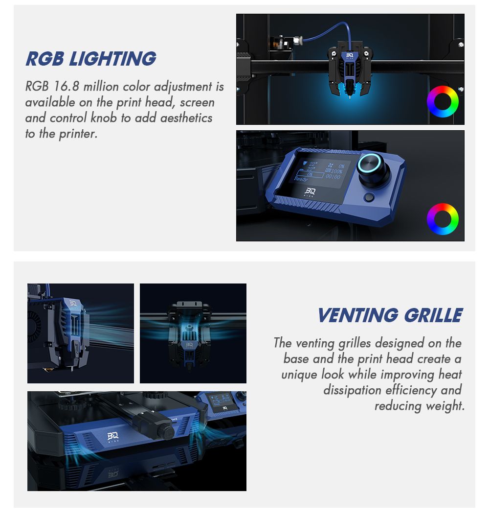 3D tlačiareň BIQU Hurakan, firmware Klipper, automatické vyrovnanie, integrovaná mikro sonda, rozdelená vyhrievacia plocha, tichý tlač, senzor nedostatku filamentu, ovládanie cez WiFi, 220x220x270mm