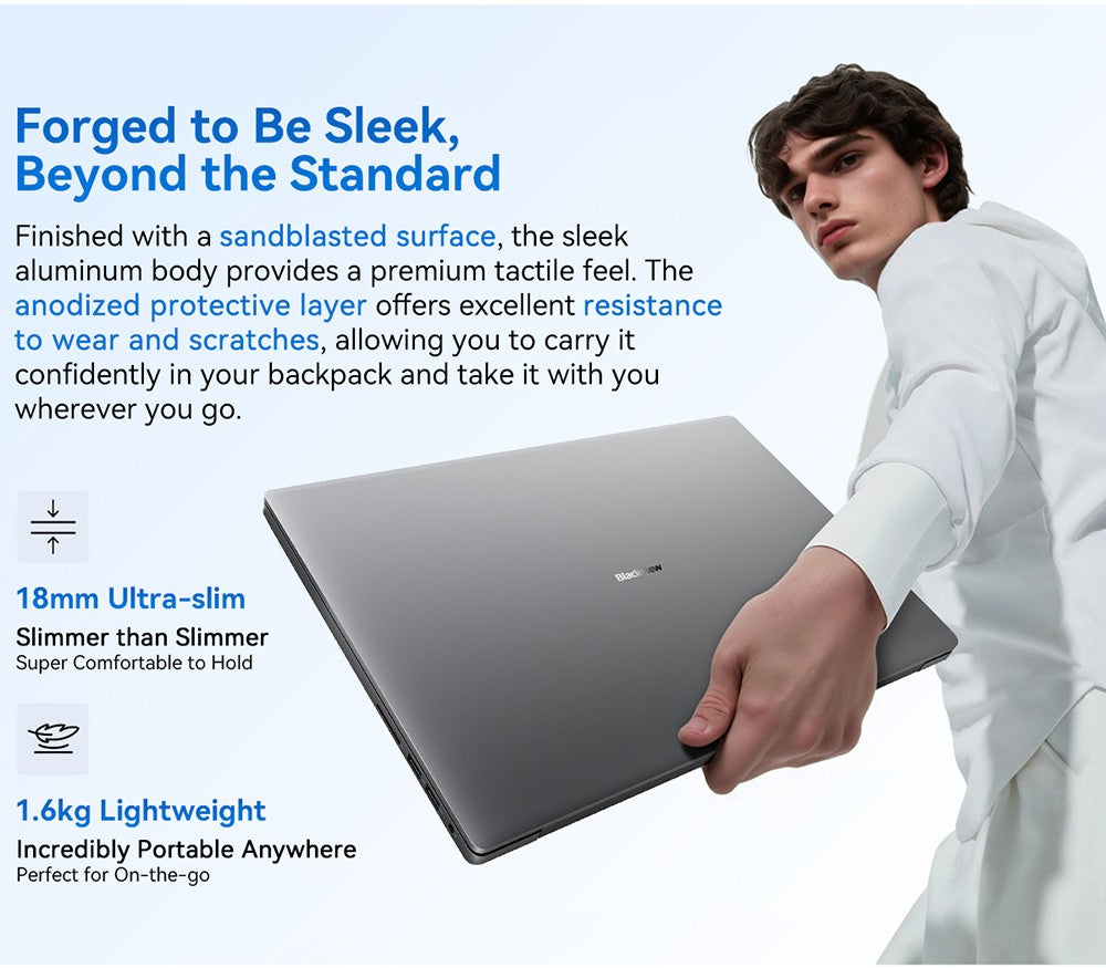 Notebook Blackview Acebook 12, 16" IPS displej s rozlíšením 1920*1200, Intel Core i5-1030NG7 s 4 jadierami a maximálnou frekvenciou 3,5 GHz, 16 GB RAM, 512 GB SSD, WiFi 5, Bluetooth 4.2, 1x plne funkčný port Type-C, 2x USB 3.2, 1x USB 2.0, 1x HDMI, 1x slot na SD kartu, 1x audio jack, batéria 57 Wh.