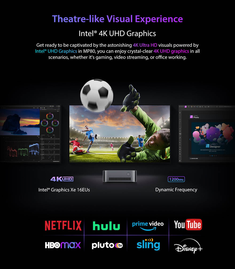 Mini PC Blackview MP80, Intel N95 4 jadrá až 3,4 GHz, 16 GB LPDDR5 RAM, 512 GB SSD, 3×HDMI displej (tri obrazovky), 2,4/5 GHz dual-band WiFi, Bluetooth 4.2, 3×USB 3.0, 2×RJ45, 1×3,5 mm HP/MIC TRRS