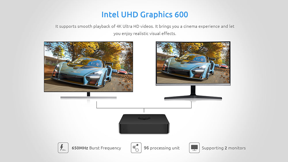 BMAX B1 Pro Mini PC Intel Gemini Lake N4000 až 2,6 GHz Windows 11 8GB RAM 128GB SSD 2,4G/5G Dual Band WiFi Bluetooth 4.2 - EU