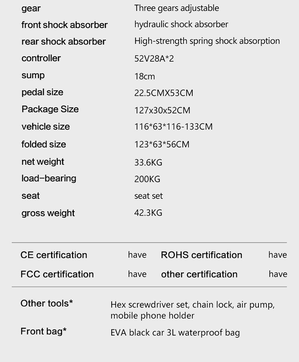 Elektromobilná kolobežka BOYUEDA Q7 Pro Max, 2x 1600W motor, 52V 28AH batéria, 10-palcové kolesá, maximálna rýchlosť 70 km/h, dojazd 110 km, dvojité hydraulické kotúčové brzdy, predný hydraulický tlmič a zadný pružinový tlmič, LCD displej.