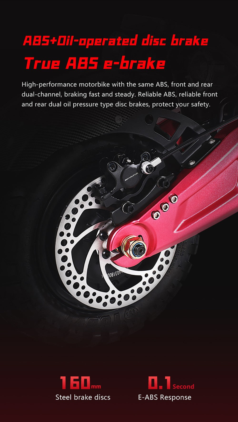 Elektromobilná kolobežka BOYUEDA S5-11, 2*3000W motor, 60V 38AH batéria, 11-palcové kolesá, maximálna rýchlosť 85 km/h, dojazd 120 km, dvojité hydraulické kotúčové brzdy, hydraulické tlmiče nárazov, LCD displej.