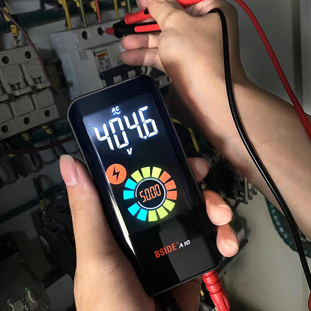 BSIDE A10 Inteligentný digitálny multimeter, 9999 True RMS EBTN farebný displej, DC AC napätie kapacita ohm dióda NCV Hz tester živého drôtu