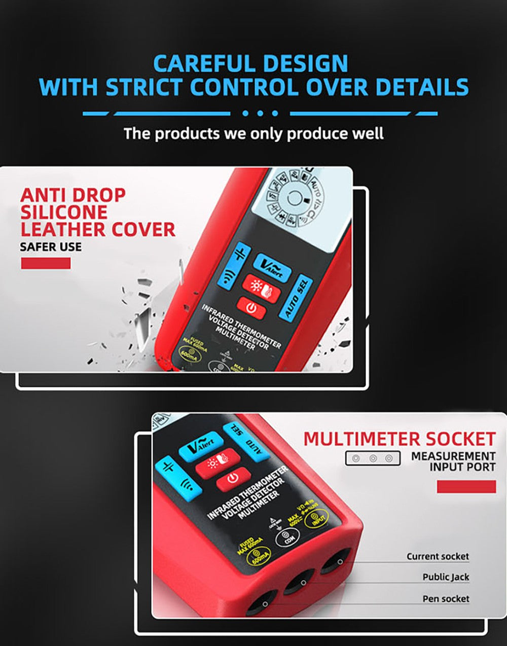 Digitálny multimeter BSIDE A50, 6000 meracích jednotiek, elektrická testovacia sonda, detektor únikov, tester napätia/prúdu/kapacity/odporu