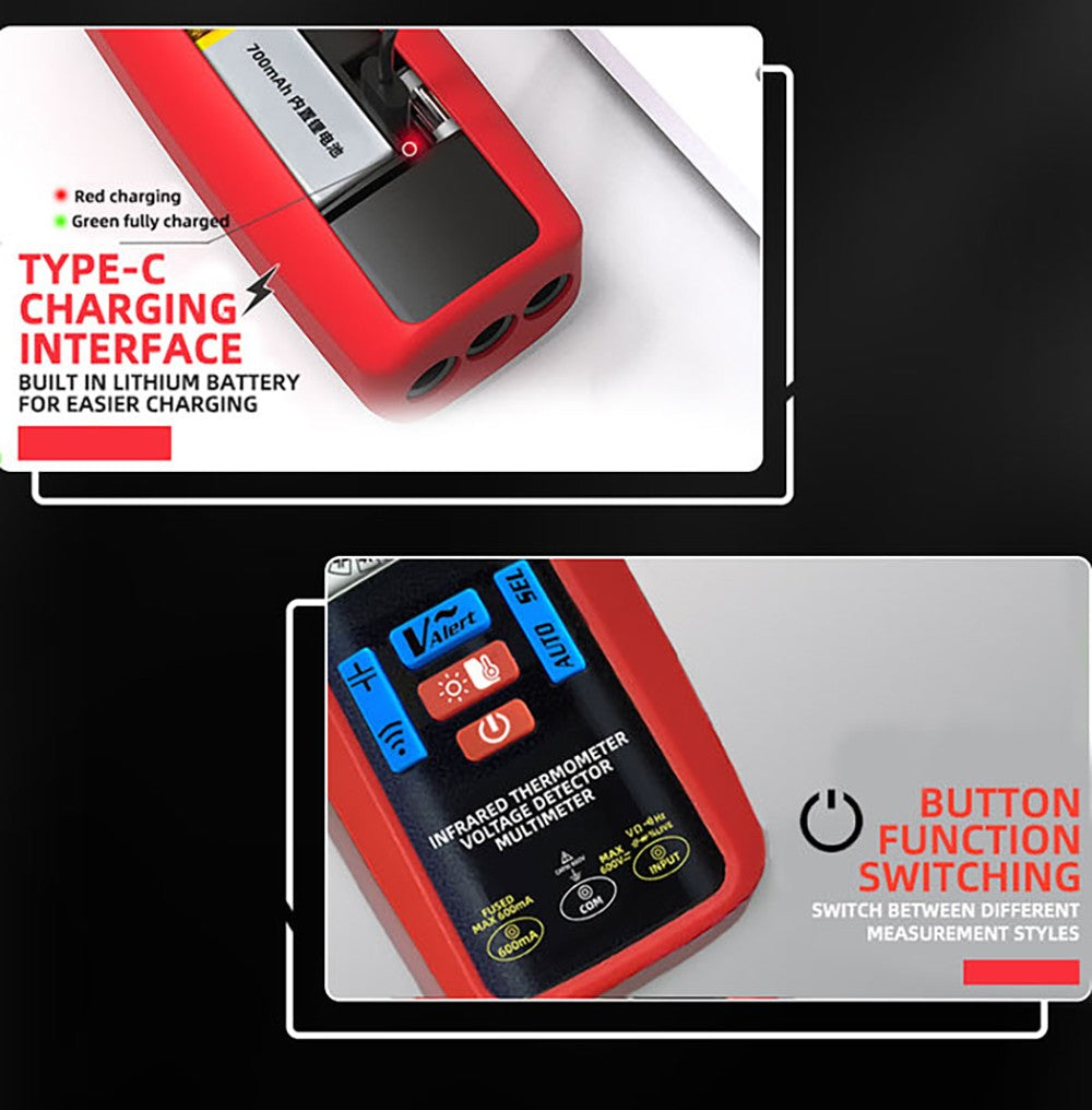 Digitálny multimeter BSIDE A50, 6000 meracích jednotiek, elektrická testovacia sonda, detektor únikov, tester napätia/prúdu/kapacity/odporu