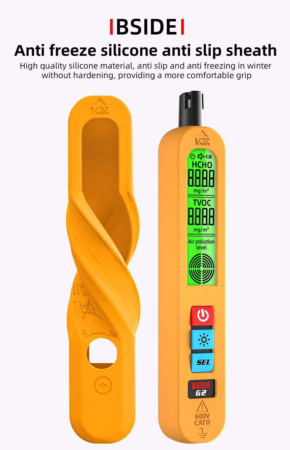 Monitor kvality vzduchu BSIDE G2, detektor formaldehydu, test PM2.5/TVOC/HCHO, automatický alarm, LCD displej, červená a zelená farba