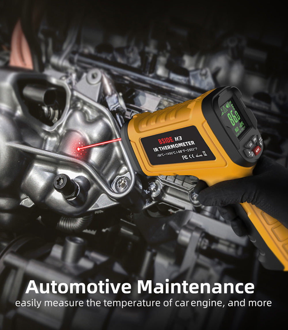 Infračervený teplomer BSIDE H3, -58℉—2552℉, bezkontaktný ručný digitálny laserový merací prístroj na meranie teploty v priemysle, žltá farba, bez batérie