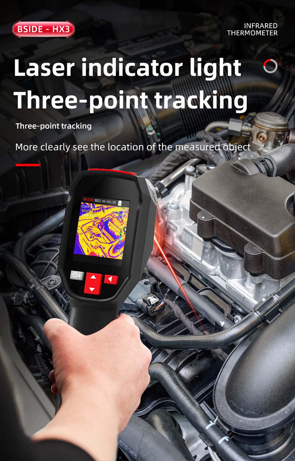 Infračervená termokamera BSIDE HX3, 2,4-palcový TFT LCD, rozlíšenie 240 x 240, teplotný rozsah -20 °C až 550 °C, pre kontrolu domácností, HVAC a elektrotechniku