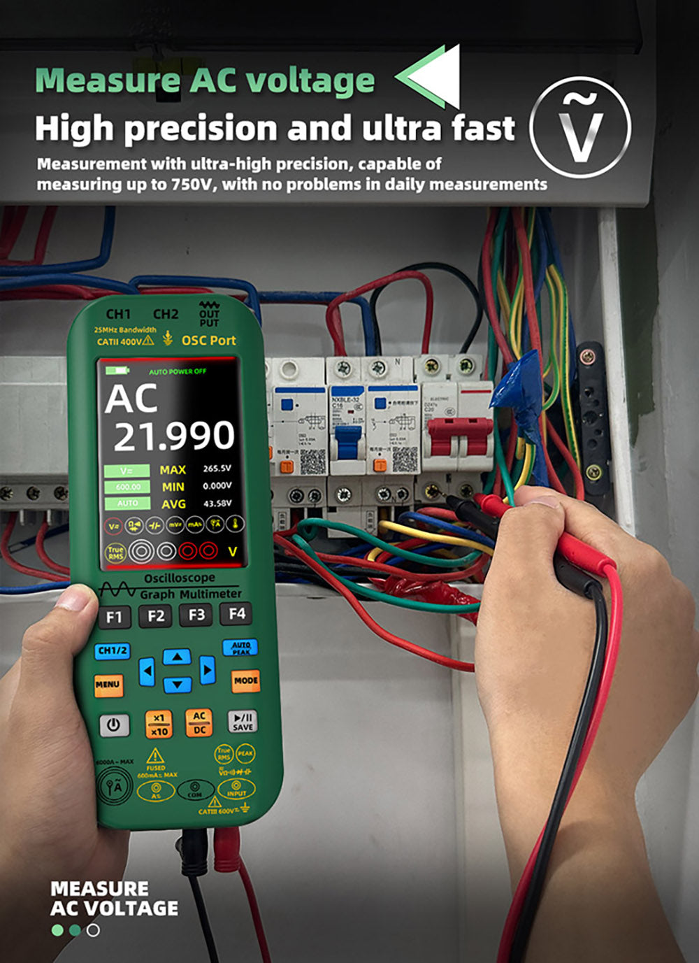 BSIDE O7 3 v 1 osciloskop a multimeter, merač napätia/prúdu/kapacity/frekvencie/odporu/pretržitosti/tester diód, 3,98