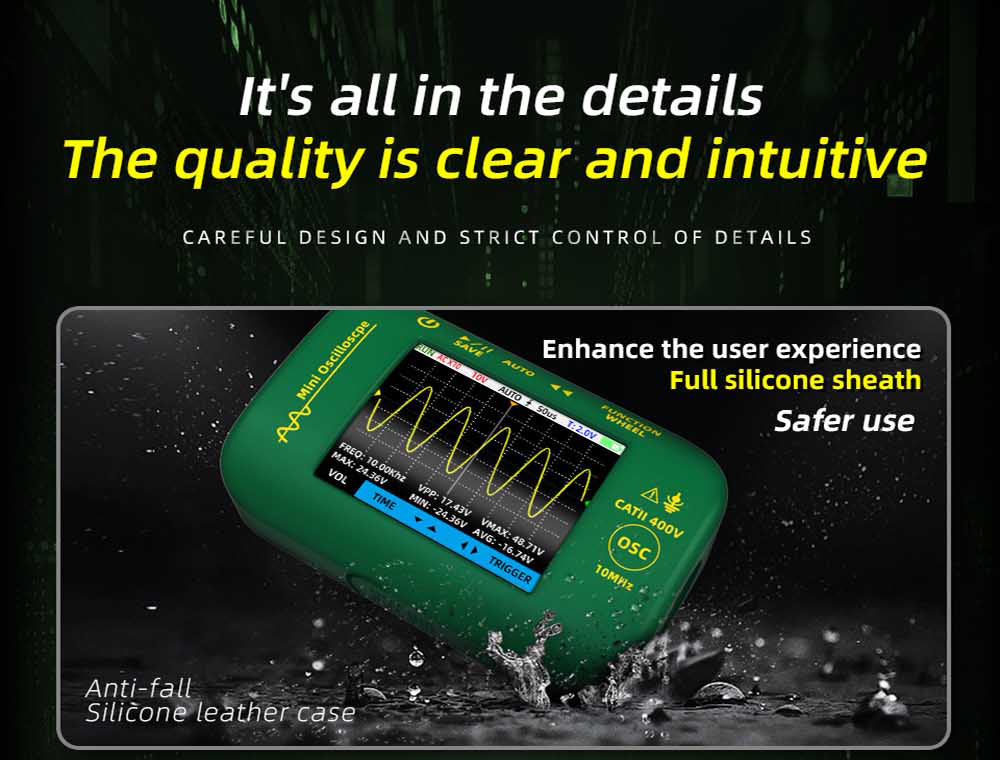 BSIDE OT2 Ručný digitálny osciloskop a multimeter, 10 MHz šírka pásma s frekvenciou vzorkování 48 MSa/s, 2,8-palcový LCD displej