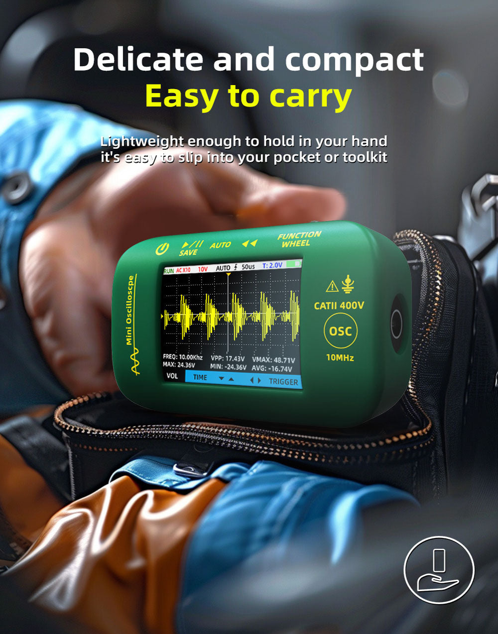 BSIDE OT2 Ručný digitálny osciloskop a multimeter, 10 MHz šírka pásma s frekvenciou vzorkování 48 MSa/s, 2,8-palcový LCD displej