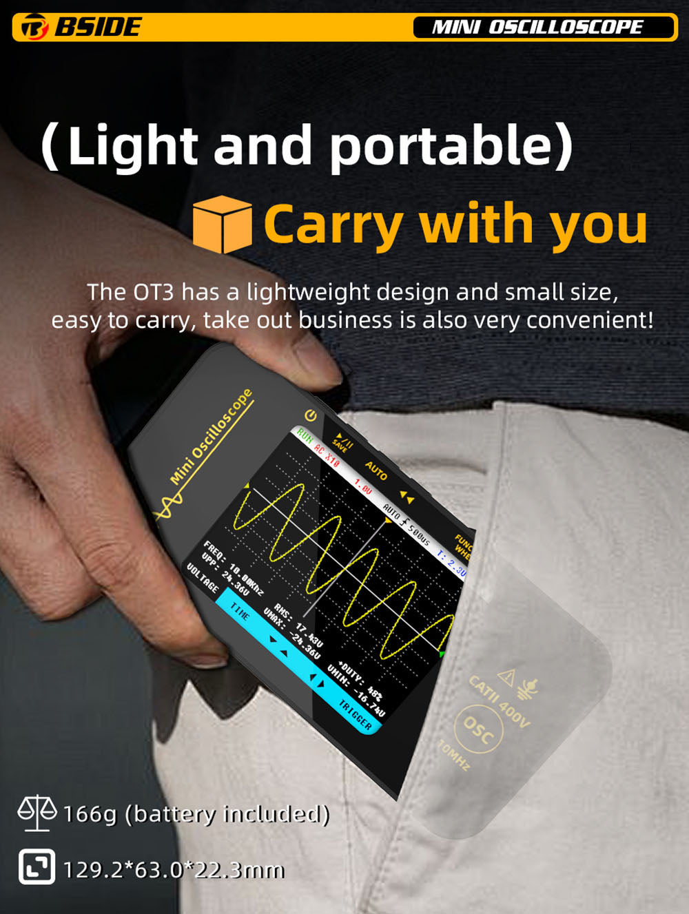Osciloskop BSIDE OT3 s sondou, 3.2