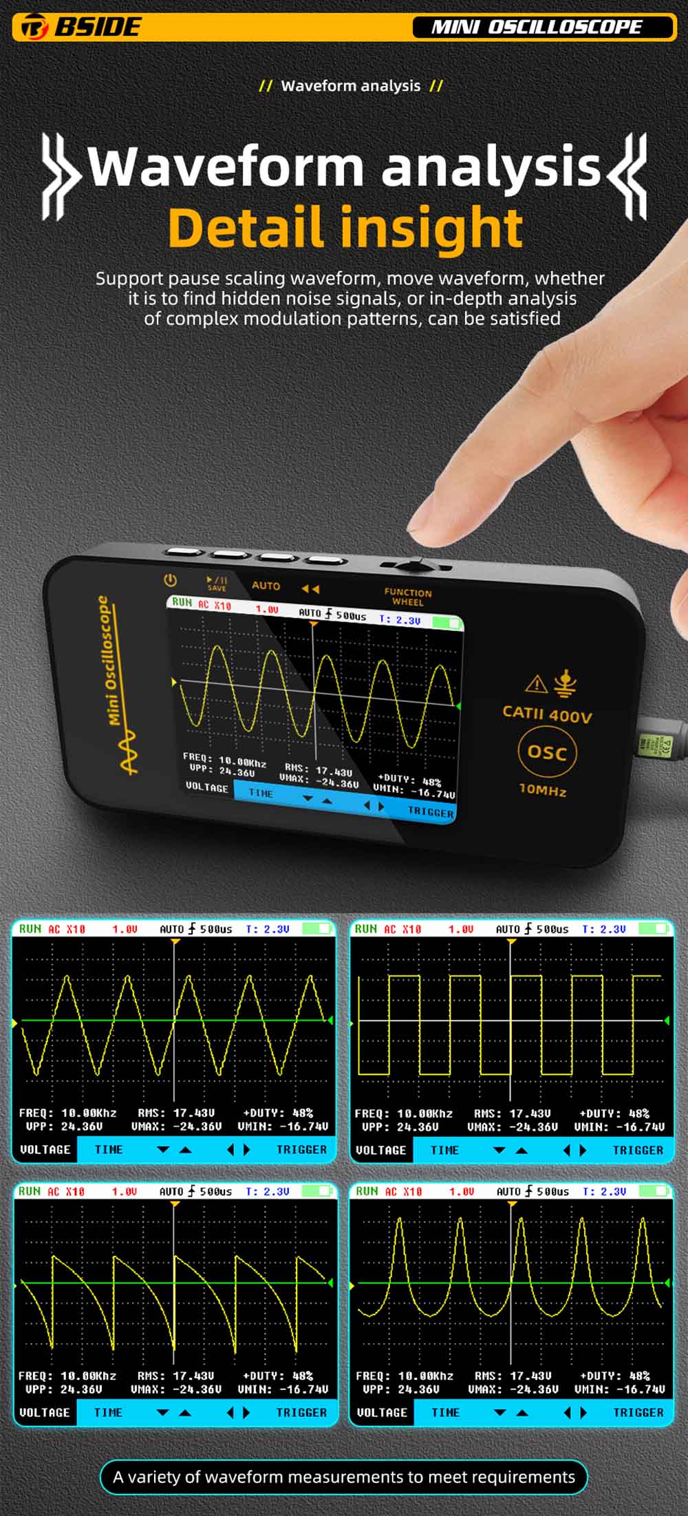 Osciloskop BSIDE OT3 s sondou, 3.2