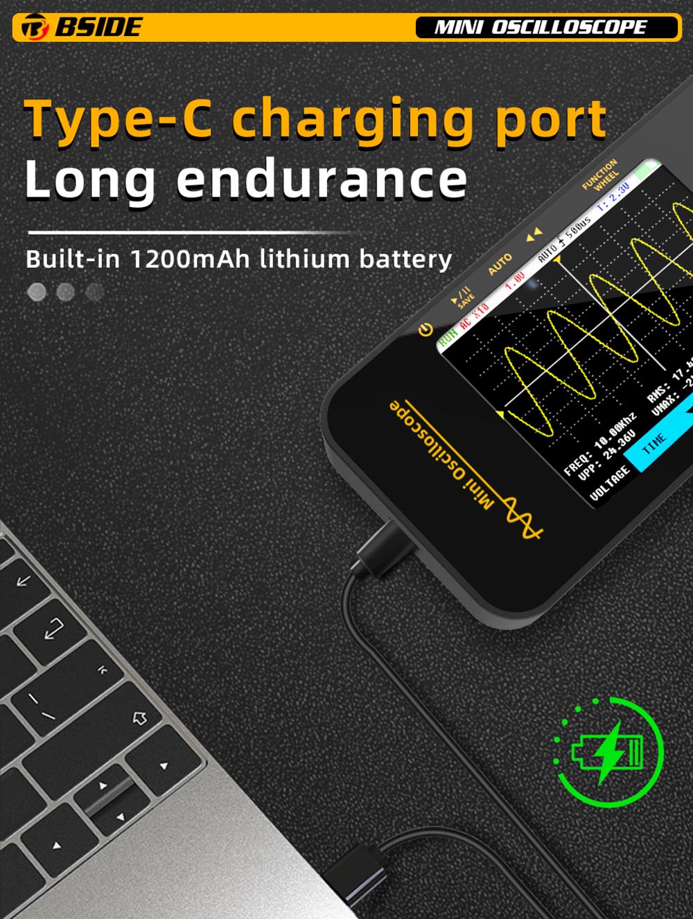Osciloskop BSIDE OT3 s sondou, 3.2