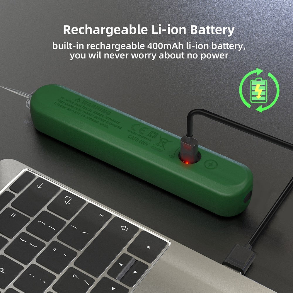 Inteligentný tester napätia BSIDE S4, automatický rozsah 12-300V, bezkontaktný, detekcia nulového/fázového vodiča, LED svietidlo, LCD displej - zelená