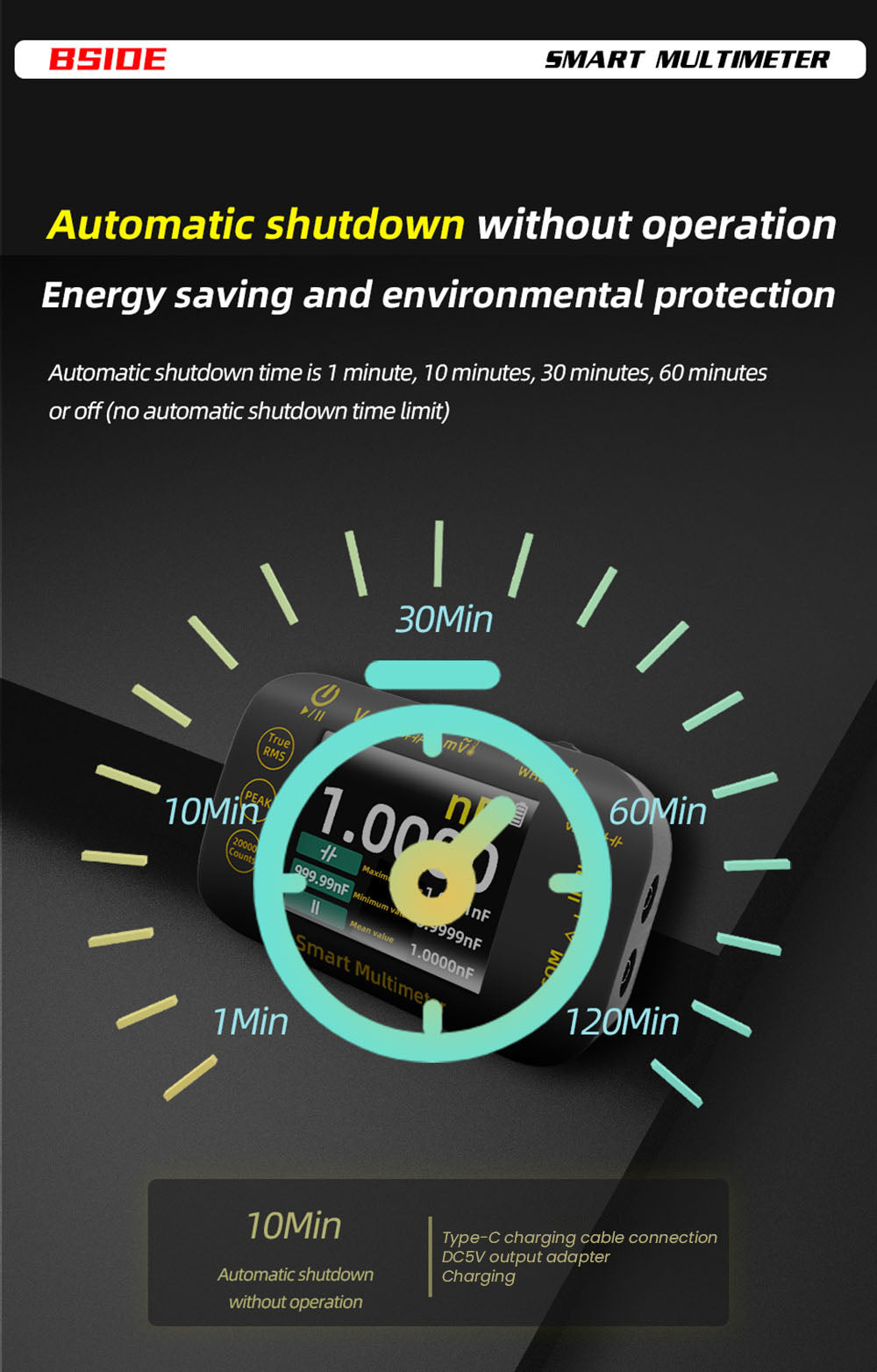 Digitálny fotovoltaický multimeter BSIDE S40, 2,8" HD farebný displej, vysoká presnosť, vysoké napätie 1000 V, údržba elektrických systémov